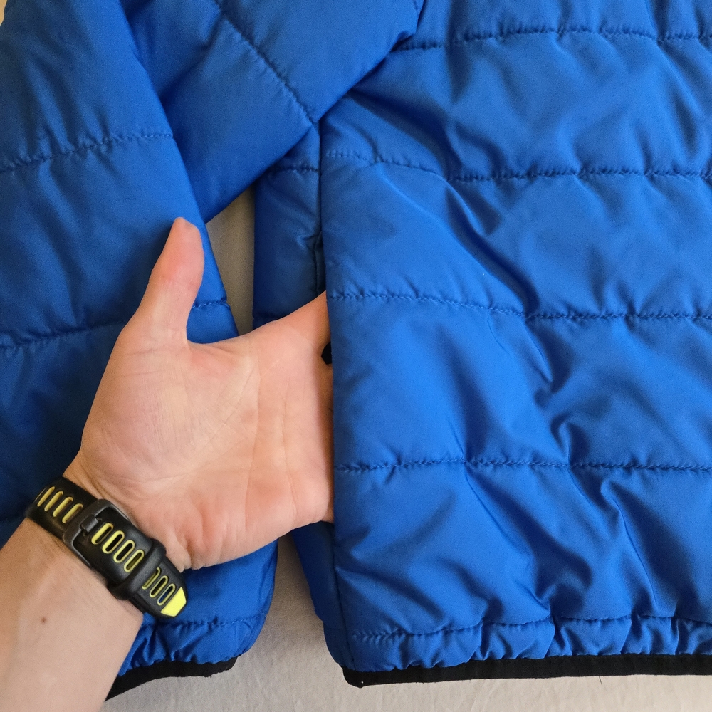 Wild Fable Electric Blue Zip Front Quilted Puffer Jacket Boxy High Collar MI3 - Picture 2 of 15